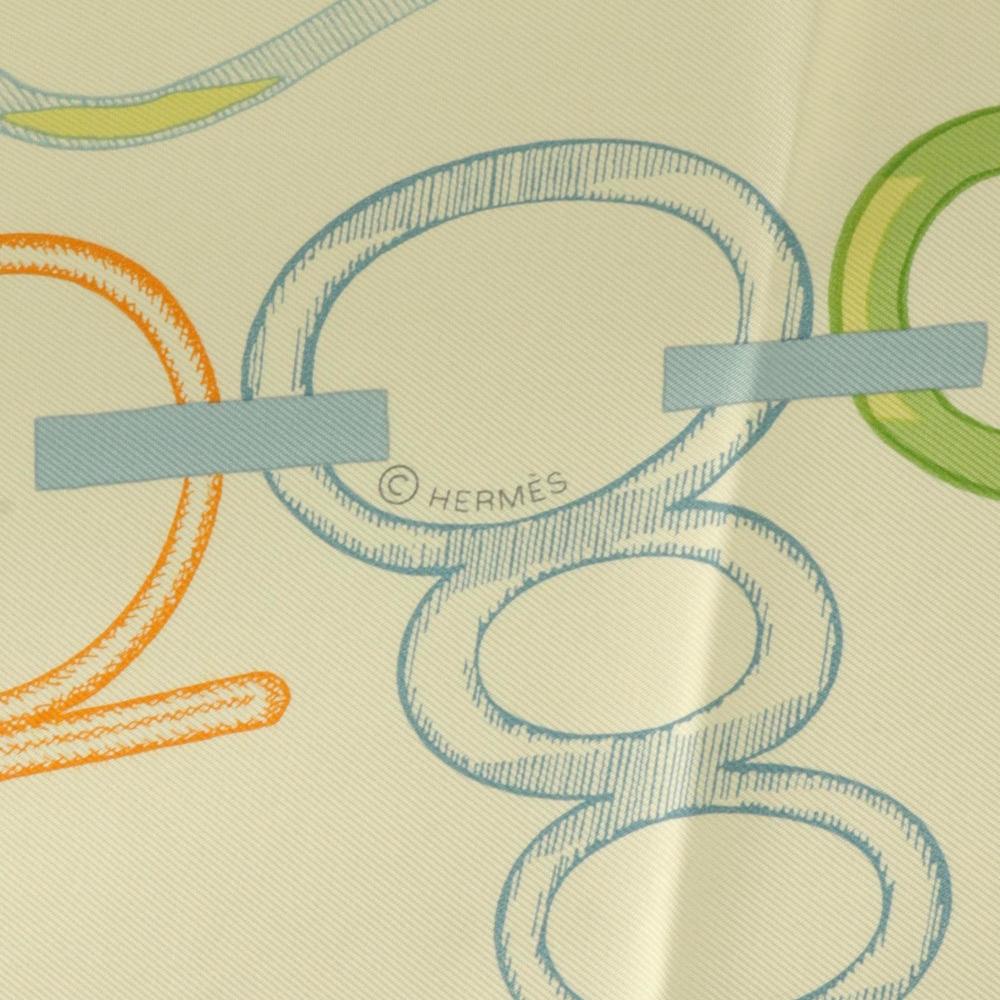 HERMES Silk Carre 90 Do Re Boucles Scarf Yellow Orange Multicolor - Picture 3 of 5